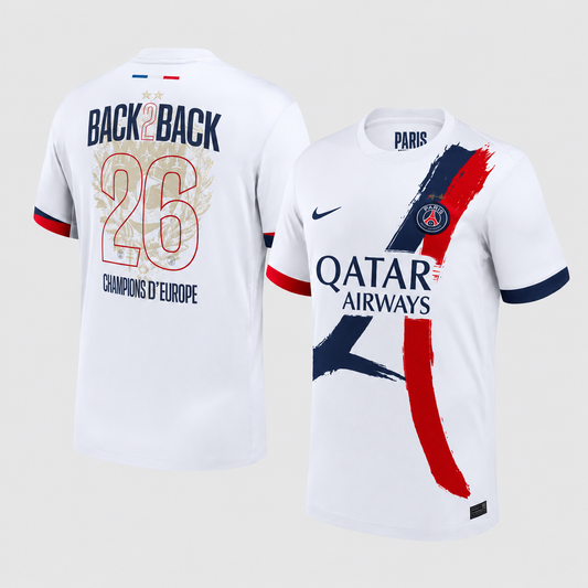 Paris – Maillot Extérieur "Back 2 Back" 25/26 - Blanc/Bleu